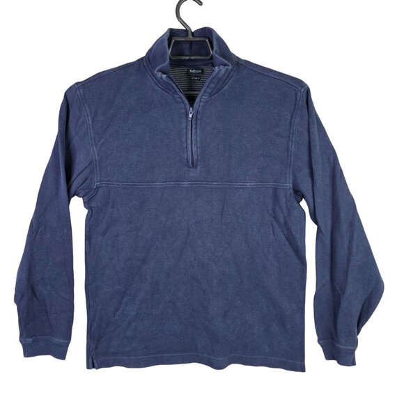 Mens Van Heusen Studio Blue 1/2 Zip Pullover Sweatshirt Cotton Long Sleeve M - Picture 1 of 7